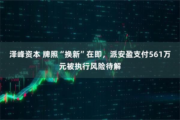 泽峰资本 牌照“换新”在即，派安盈支付561万元被执行风险待解