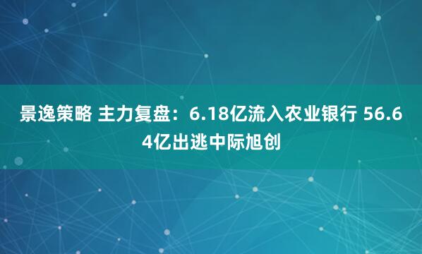 景逸策略 主力复盘:6.18亿流入农业银行 56.64亿出逃中际旭创