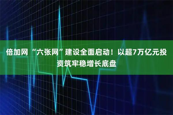 倍加网 “六张网”建设全面启动！以超7万亿元投资筑牢稳增长底盘